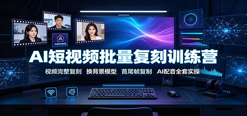 AI短视频批量复刻训练营：视频完整复刻，换背景模型、首尾帧复制、AI配音全套实操-hl998