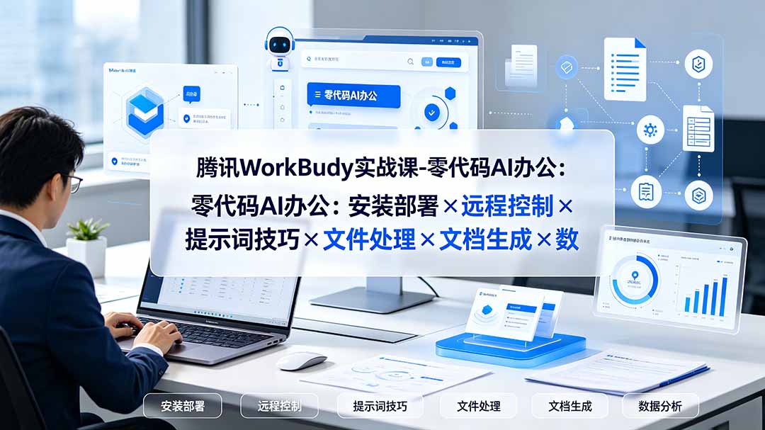 腾讯WorkBuddy实战课-零代码AI办公:安装部署×远程控制×提示词技巧×文件处理×文档生成×数据分析-hl998