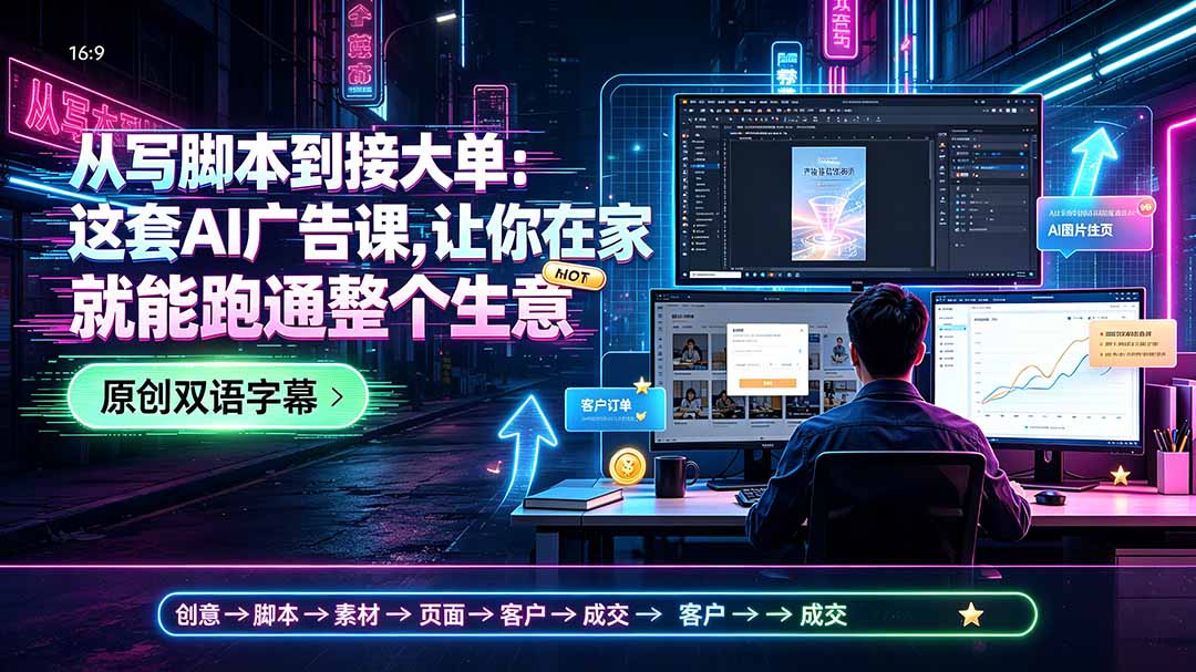 从写脚本到接大单：这套AI广告课，让你在家就能跑通整个生意【原创双语字幕】-hl998