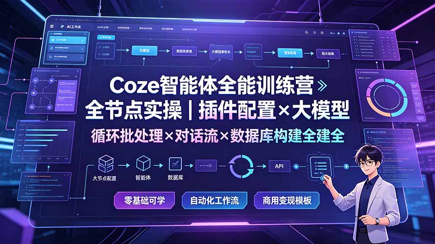 Coze智能体全能训练营：全节点实操｜插件配置×大模型×循环批处理×对话流×数据库构建全教学-hl998