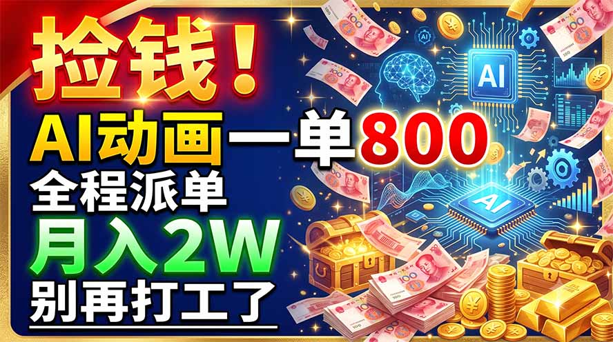 捡钱！AI动画一单800，全程派单，月入2W，别再打工了-hl998