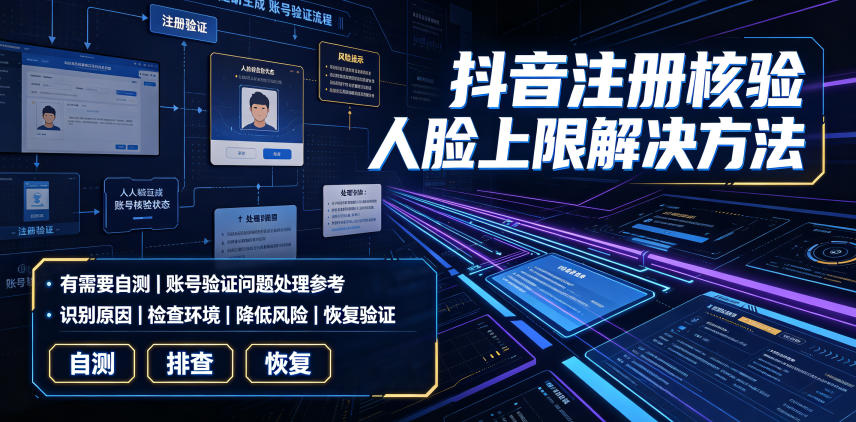 抖音注册核验人脸上限解决方法，有需要自测-hl998
