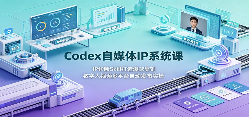 Codex自媒体IP系统课：IP诊断Skill打造爆款复刻，数字人视频多平台自动发布实操-hl998