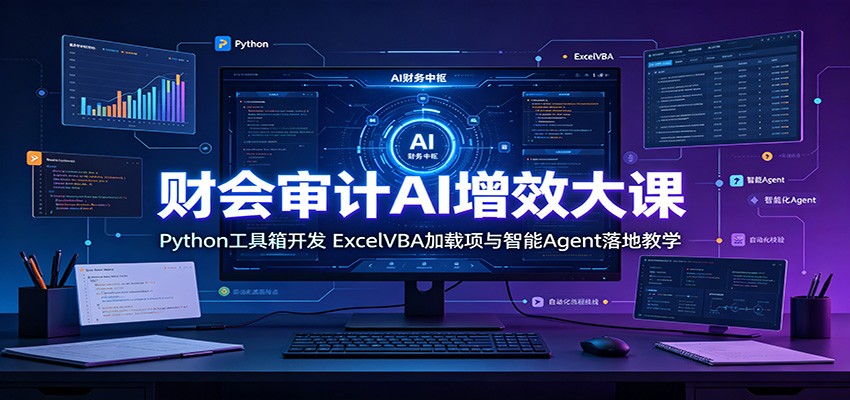 财会审计AI增效大课：Python工具箱开发，ExcelVBA加载项与智能Agent落地教学-hl998