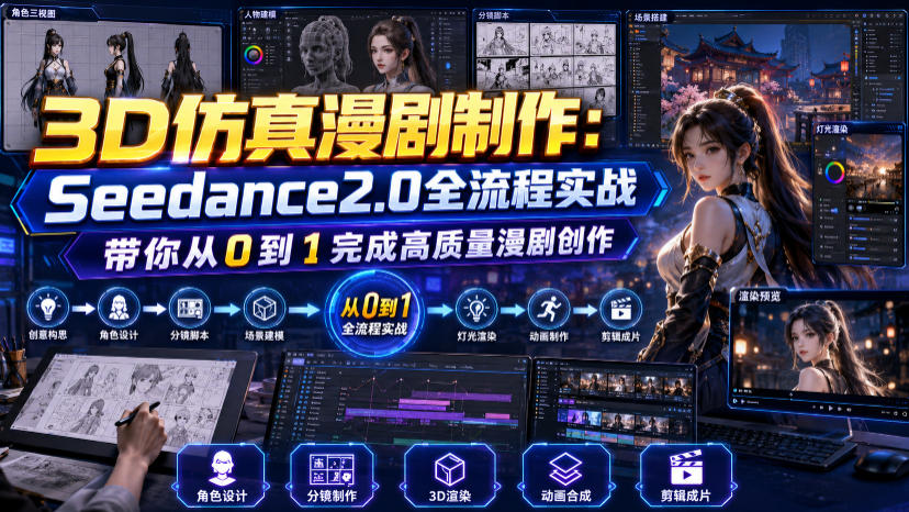 3D仿真漫剧制作：Seedance2.0全流程实战，带你从0到1完成高质量漫剧创作-hl998