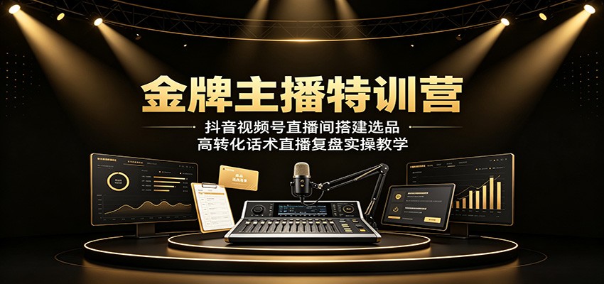 金牌主播特训营：抖音视频号直播间搭建选品，高转化话术直播复盘实操教学-hl998