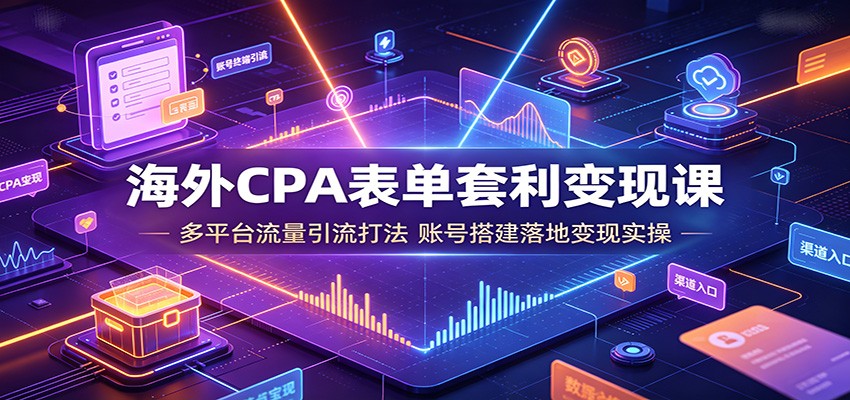 海外CPA表单套利变现课：多平台流量引流打法，账号搭建落地变现实操-hl998