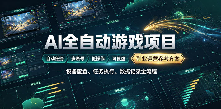 AI全自动游戏躺賺副业：日入几百，稳定运行三年的项目！【揭秘】-hl998