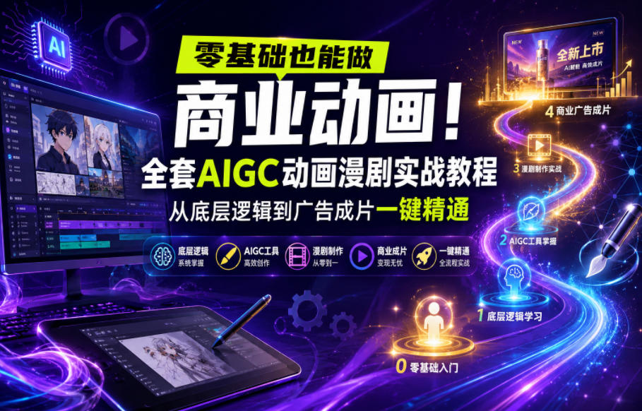 零基础也能做商业动画!全套AIGC动画漫剧实战教程,从底层逻辑到广告成片一键精通(更新0715)-hl998