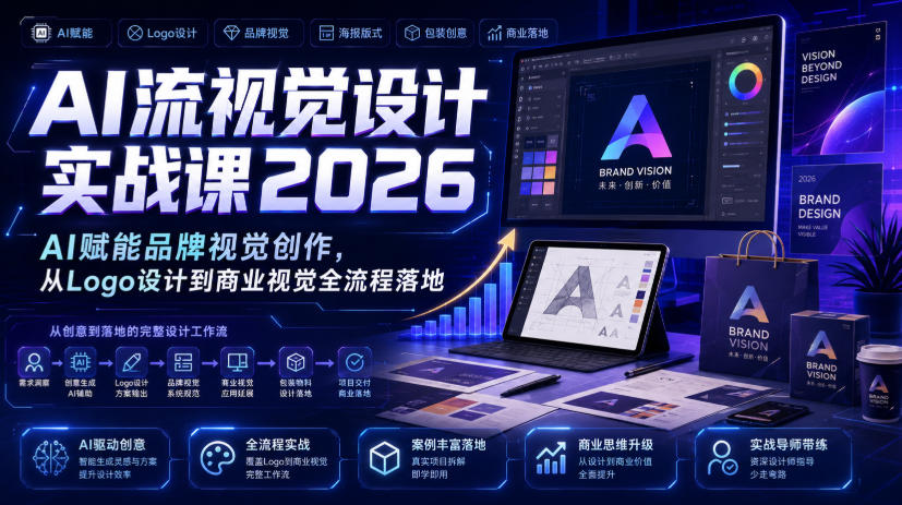 AI流视觉设计实战课2026：AI赋能品牌视觉创作，从Logo设计到商业视觉全流程落地-hl998