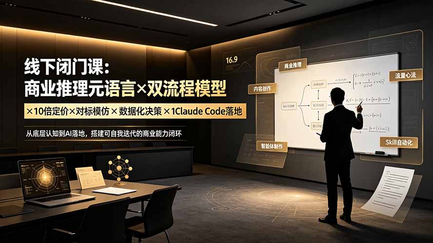 线下闭门课：商业推理元语言×双流程模型×10倍定价×对标模仿×数据化决策×Claude Code落地，击穿认知盲区-hl998