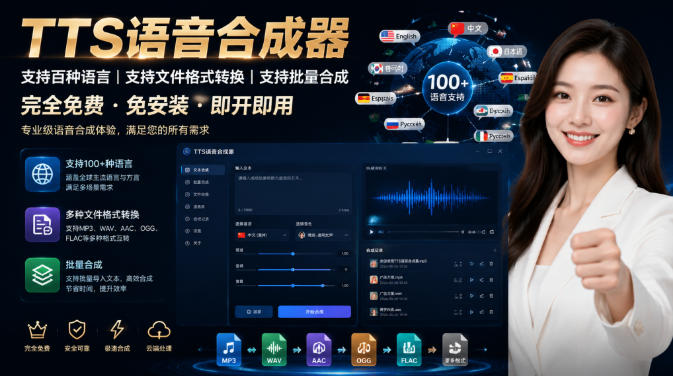 最新TTS配音，支持批量，支持文件格式转换，功能超多-hl998