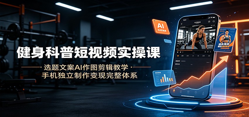 健身科普短视频实操课：选题文案AI作图剪辑教学，手机独立制作变现完整体系-hl998
