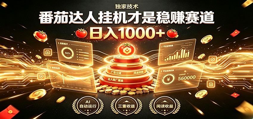 别再瞎找副业！番茄达人挂机才是稳赚赛道 日入1000+-hl998