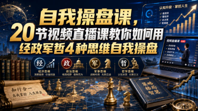 自我操盘课，20节视频直播课教你如何用经政军哲4种思维自我操盘-hl998