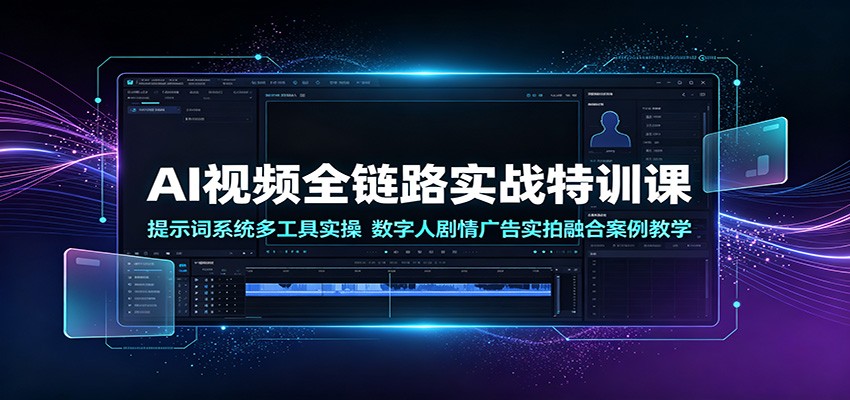 AI视频全链路实战特训课：提示词系统多工具实操，数字人剧情广告实拍融合案例教学-hl998