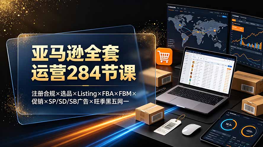 亚马逊全套运营284节课：注册合规×选品×Listing×FBA×FBM×促销×SP/SD/SB广告×旺季黑五网一-hl998